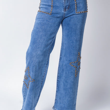 Pantalón de mezclilla con estoperol.