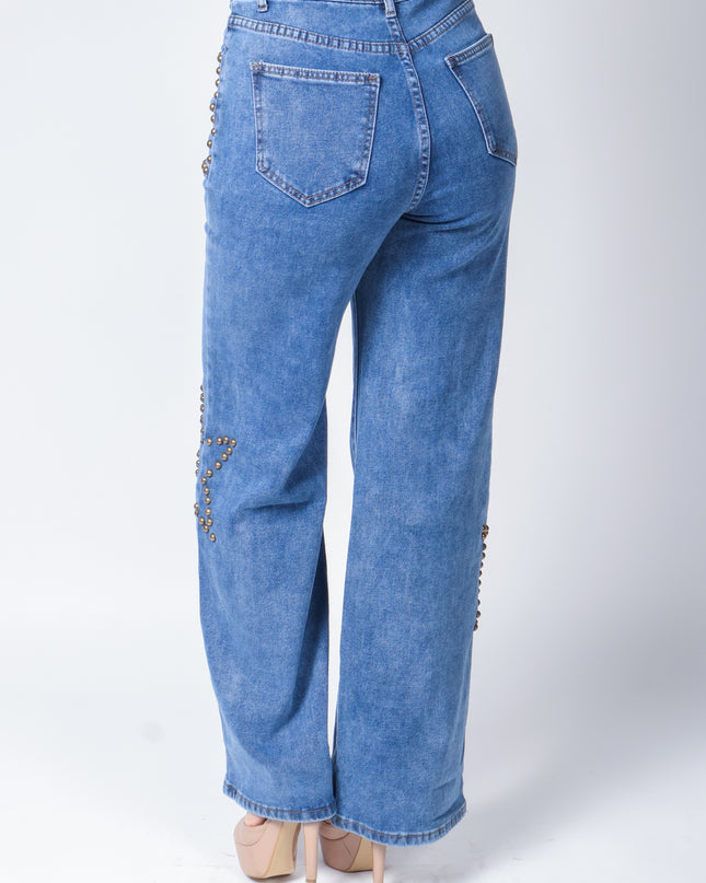 Pantalón de mezclilla con estoperol.