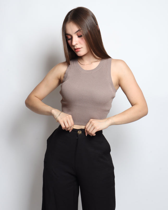 Blusa ajustada cuello redondo.